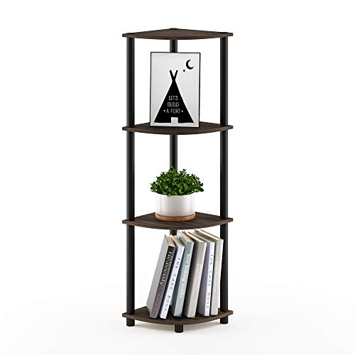 Furinno TURN-N-TUBE Corner Shelf, 4-Tier Corner Bookshelf, Display Storage Shelves with Open Shelves, for Organization a