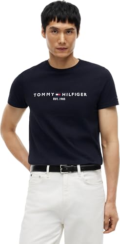 (-29%) Tommy Hilfiger Herren T-Shirt Kurzarm Core Tommy Logo Rundhalsausschnitt, Schwarz (Jet Black), 3XL