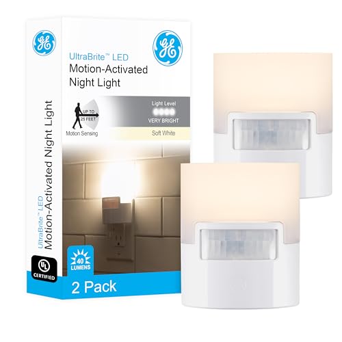 GE LED Motion Sensor Night Light, Plug into Wall, 40 Lumens, Soft White, UL-Certified, Energy Efficient, Ideal Nightligh