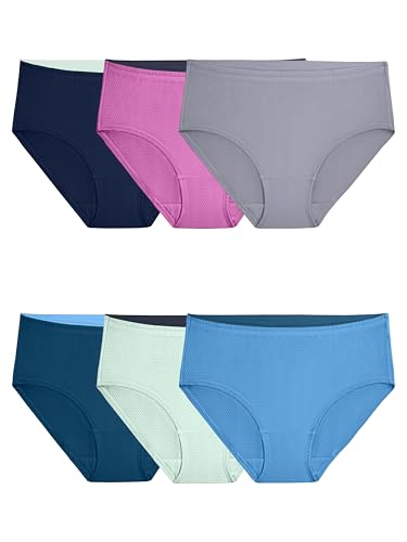 Fruit Of The Loom Womens Breathable Underwear, Moisture Wicking Keeps You Cool & Comfortable, Available In Plus Size Briefs, Micro Mesh - Low Rise Brief - 6 Pack - Colors May Vary, 8 US