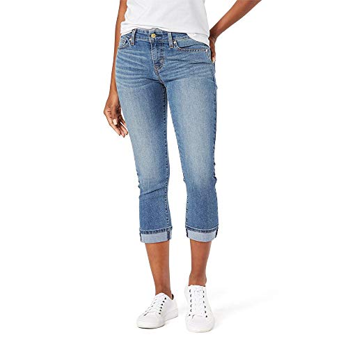 Levi Strauss Signature Gold Women's Mid-Rise Slim Fit Capris Stretch Denim (Available in Plus Size), Blue Ice, 12