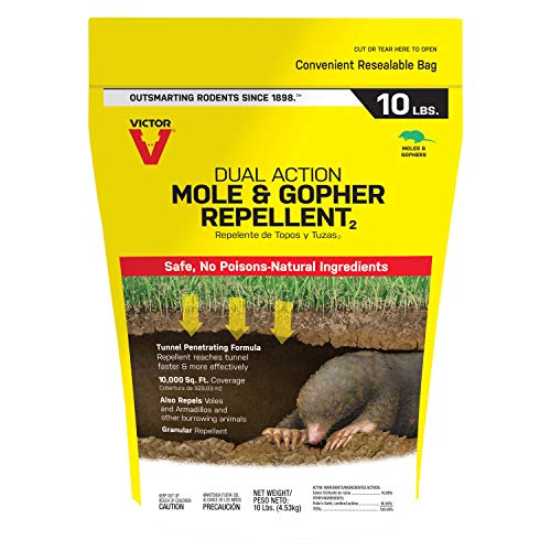 Victor Mole and Gopher Repellent - Repels Mole, Gopher, Vole, and Other Burrowing Animals - Repel Rodents Outdoors - M7002-2 - 10 lb Bag