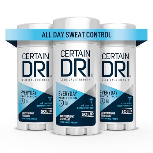 Certain Dri Everyday-Strength Clinical Solid Antiperspirant - 72-Hour Sweat & Odor Protection for Men & Women - Hyperhidrosis Treatment - Fresh Scent - #1 Doctor-Recommended - 2.6 oz - Pack of 3
