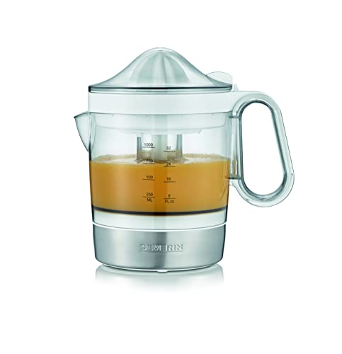 (-35%) SEVERIN Zitruspresse mit Fruchtfleisch-Regulator, leicht bedienbare und einfach zu reinigende Citruspresse mit XXL-Saftbehälter, 1.0L, 40 W, weiß / Edelstahl-gebürstet, CP 3535