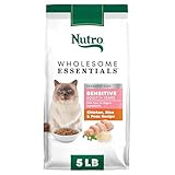 Nutro Wholesome Essentials Natural Dry Cat Food Sensitive Stomach, Chicken, Rice & Peas Recipe Cat Kibble, 5 lb. Bag