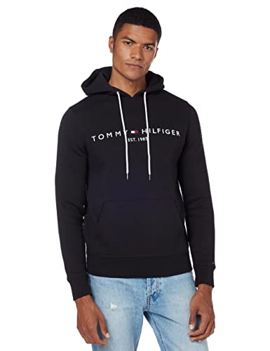 (-38%) Tommy Hilfiger Herren Hoodie Core Tommy Logo mit Kapuze, Schwarz (Jet Black), XXL