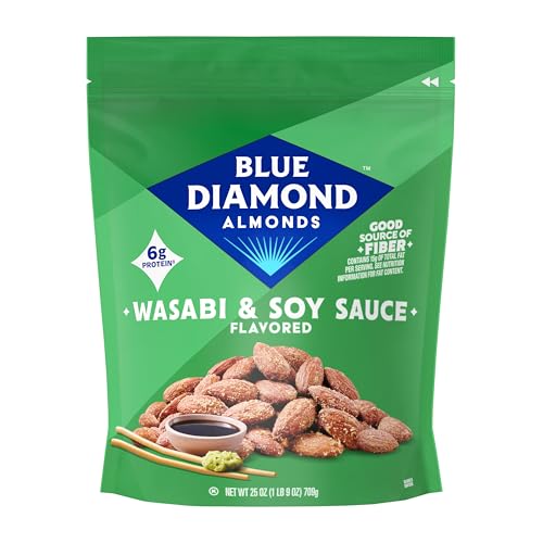 Blue Diamond Almonds Wasabi & Soy Sauce Flavored Snack Nuts, 25 Oz Resealable Bag (Pack of 1)