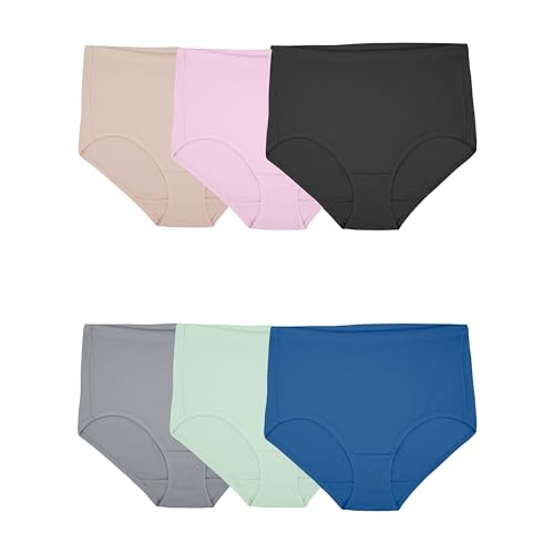 Fruit Of The Loom Womens Breathable Underwear, Moisture Wicking Keeps You Cool & Comfortable, Available In Plus Size Briefs, Cotton Mesh - Brief - 6 Pack - Colors May Vary, 10 US