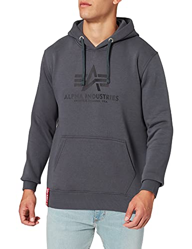 🔥 STARKER PREIS (-40%) Alpha Industries Basic Hoody Kapuzensweat für Herren Greyblack/Black