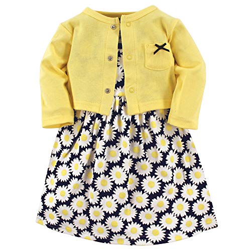 Hudson Baby baby girls Cotton and Cardigan Set Casual Dress, Daisy, 4T US