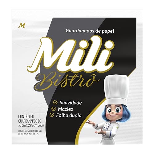 Guardanapo Folha Dupla MILI Bistrô 30x29,5cm - 50 unidades
