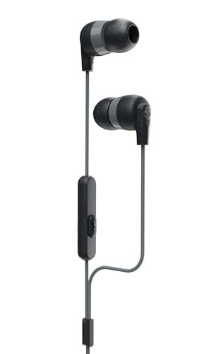 Skullcandy Ink’d+ Wired Earbuds with 3.5mm Plug, Noise Isolating Fit, Built-in Microphone Call and Track Control, Ear Gel Sizes Included for Custom Fit, Convenient for Travel - Black