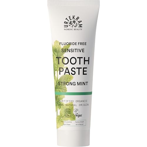 Urtekram Flouride Free Strong Mint Toothpaste - Vegan - Organic - Natural Ingredients - Urtekram Dental, 75ml