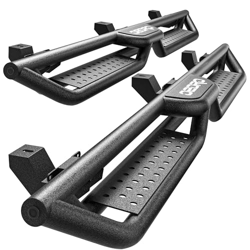 OEDRO Running Boards with Two Stairs Design All-Steel Build, Bolt-on Side Steps Compatible with 2018-2025 Jeep Wrangler JL 4 Door, Black Powder Coated Nerf Bar