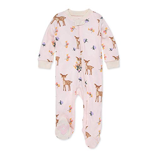Burt's Bees Baby Girls Footed One-piece Pajamas, Sleep and Play Loose Fit, 100% Organic Cotton, Sizes NB to 6-9 Months