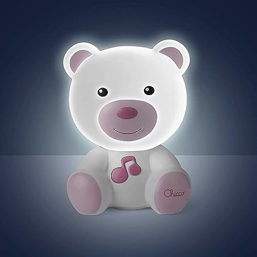 (-44%) Chicco Bär-Nachtlicht, Traumlicht, tragbare Bär-Lampe mit klassischer Musik und beruhigenden Klängen, zwei sich entwickelnde Modi, tragbares Nachtlicht und Orientierungslicht, 0 Monate +, rosa