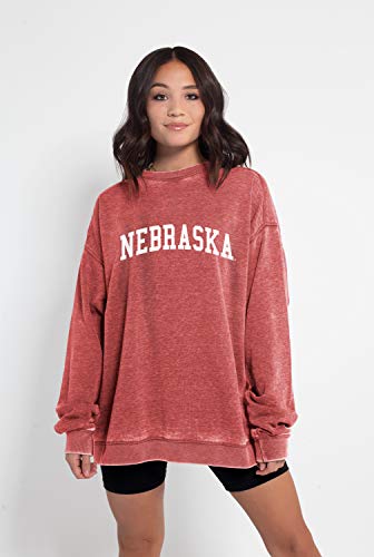 Chicka-d Nebraska Cornhuskers Women's Campus Crewneck Sweatshirt Cardinal, Large