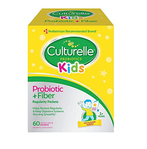 Culturelle Kids Probiotic + Fiber Packets (Ages 3+) - 60 Count - Digestive Health & Immune Support - Helps Restore Regul