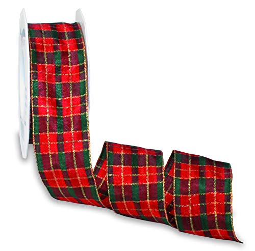 Präsent - Glasgow Wired Ribbon Scottish Pattern 40 mm Width, 25 m Length