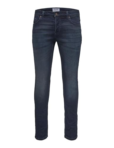 (-45%) Herren O&S Slim Fit Jeans | Basic Hose Denim Pants ONSLOOM | Tapered Trousers Stoned Washed, Farben:Blau-4, Größe Jeans:34W / 34L