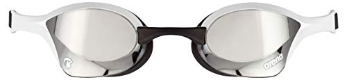 ARENA Unisex Cobra Ultra Swipe Racing Swim Goggles for Men and Women Swipe Anti-Fog Technology Polycarbonate Mirror Lens, Silver/White