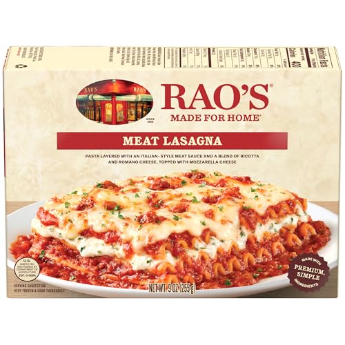 Rao's Made for Home Meat Lasagna, Frozen Meals, 9 oz, Premium Quality Italian Tomatoes, Pasta, and Fresh Ricotta Cheese
