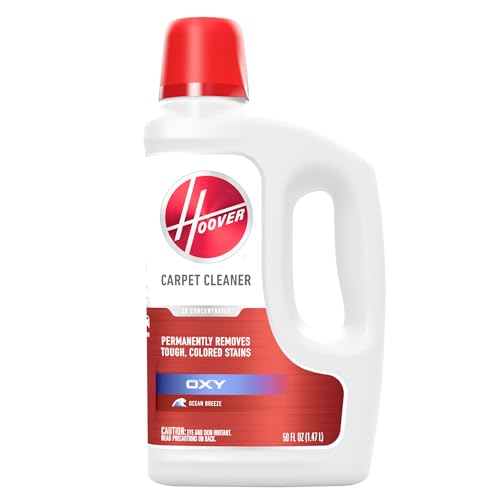 Hoover Oxy Deep Cleaning Carpet Shampoo, Concentrated Machine Cleaner Solution, 50oz Formula, AH30950, White, packaging might vary
