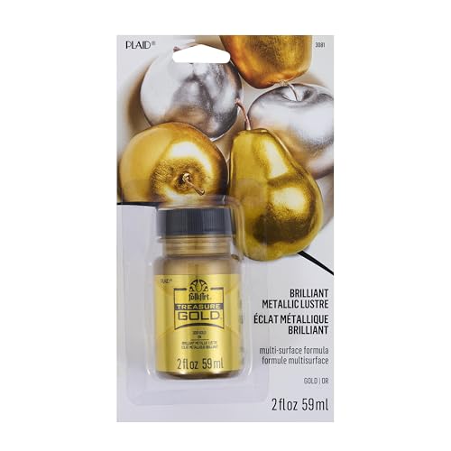 FolkArt Gold Assorted Easy to Apply DIY Crafts, Art Supplies with A Metallic Finish Treasure Paint 2 Fl Oz 59 Ml (Pack of 1)