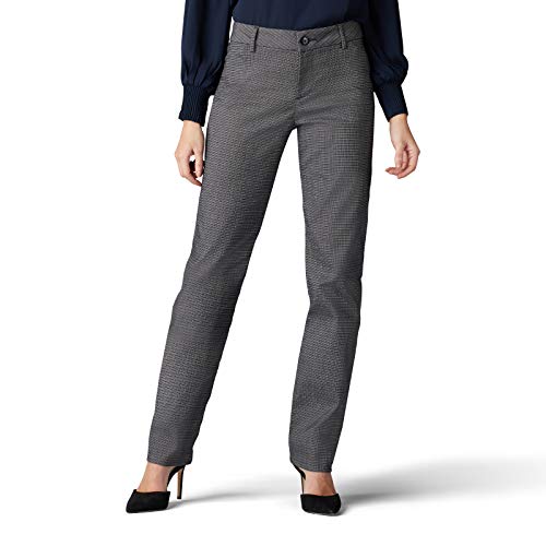 Wrinkle Free Relaxed Fit Straight Leg Pant, 10, Black/White Rockhill Plaid