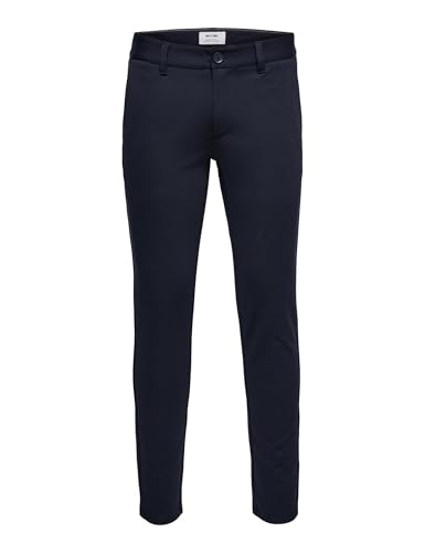 (-35%) Only & Sons Herren Chino Hose ONSMARK - Slim Fit - Schwarz Grau Blau Grün, Größe:32W / 30L, Farbe:Night Sky 22010209