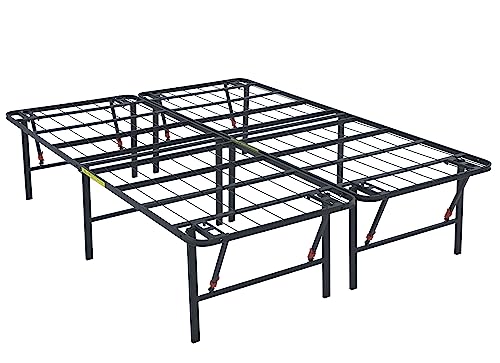 Amazon Basics Bed Frame with Storage, Foldable Metal Platform, Sturdy Steel, No Box Spring Needed, 18 inches High, Tool-