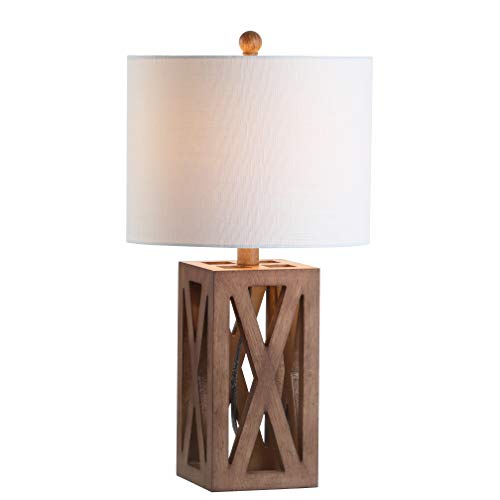 JONATHAN Y JYL1062A Stewart 21.5" Wood LED Table Lamp Industrial French Country Rustic Bedside Desk Nightstand Lamp