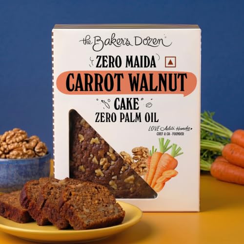 The Baker's Dozen Zero Maida Carrot Walnut Cake | Protein Rich | No Palm Oil | 150G