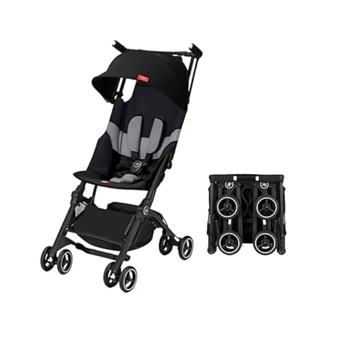 gb Pockit+ All-Terrain, Ultra Compact Lightweight Travel Stroller with Canopy and Reclining Seat in Velvet Black