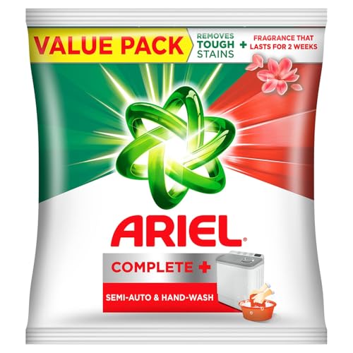 Ariel Complete Detergent Powder - 4kg | Removes 100 Tough Stains in 1 wash | Fragrance that lasts for 2 weeks | For Semi Auto Washing Machine & Bucket