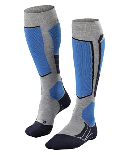 (-23%) FALKE Herren Skisocken SK2 Intermediate Wool M Kh Wolle Funktionsmaterial warm dick 1 Paar, Grau Light Grey 3400, 39-41