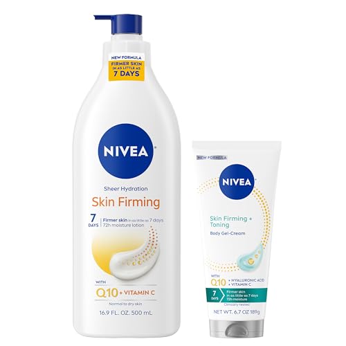 NIVEA Skin Firming Body Lotion Variety Pack with 16.9 Fl Oz Hydrating Body Lotion and 6.7 Oz Skin Firming Gel Cream