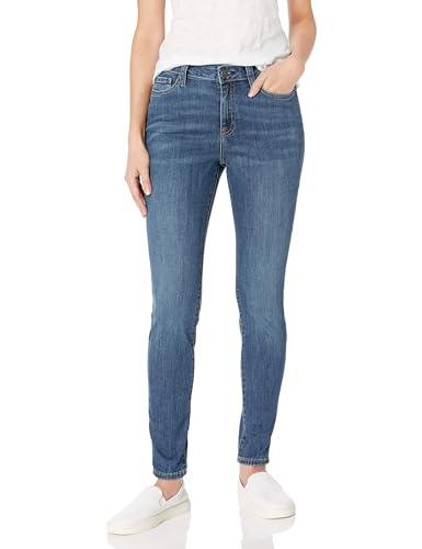 Amazon Essentials Women's Mid-Rise Stretchy Skinny Jeans - Discontinued Colors, Medium Wash, 10 Short