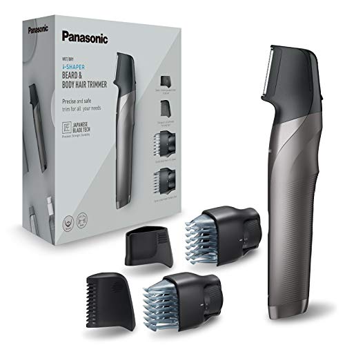 Panasonic ER-GY60-H503 Bart- und Präzisionstrimmer 3-in-1 (wiederaufladbar, Klingenform, i-Shaper, 4 Aufsätze, Edelstahl, Kamm für empfindliche Bereic