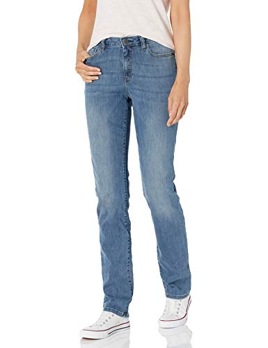Amazon Essentials Women's Mid Rise Slim Straight Jean - Discontinued Colors, Medium Wash, 14