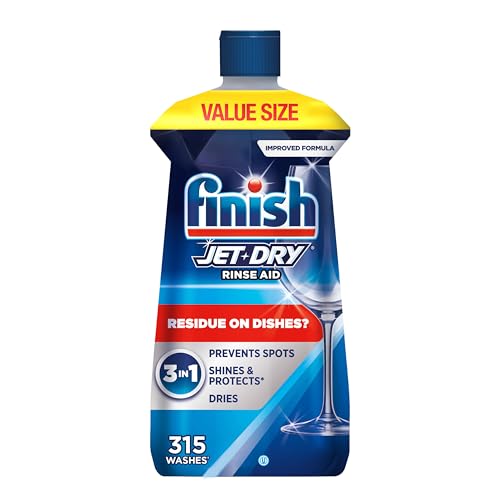 Finish Jet-Dry Dishwasher Rinse Aid, Compatible with Dishwasher Detergent, Prevents Spots & Residues, Dries, Shine & Protects, 32 oz, 300 washes