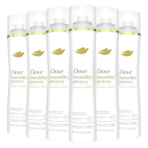 Dove Flexible Hold Hairspray 6 ct Protect Micro-Mist for Long-lasting Hold, Protection Against Humidity All-day Flexible Hold for 24H Frizz Control 5.5 oz
