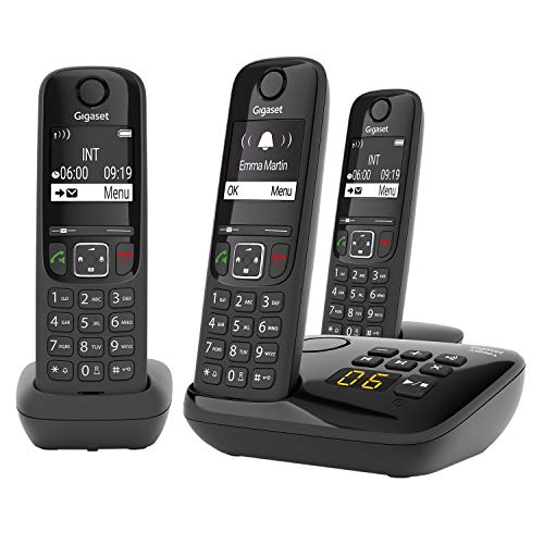 Gigaset AS690A Trio 3 DECT-Telefone mit Anrufbeantworter, Schwarz