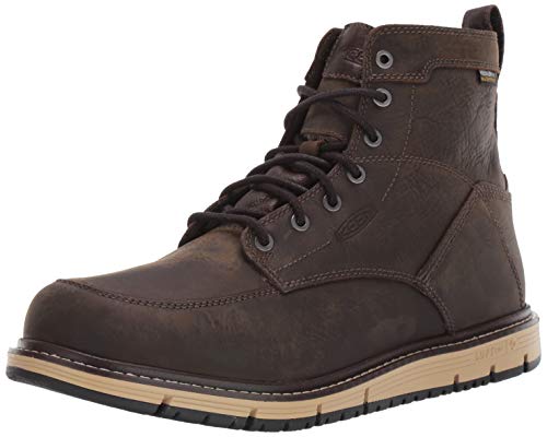 KEEN Utility Men's San Jose 6" Soft Toe Waterproof Wedge Work Boots, Cascade Brown/Black, 10 Wide