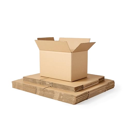Amazon Basics Moving Boxes Kit, Small and Medium Cardboard Box Combo, 15 Pack, Assorted, Brown