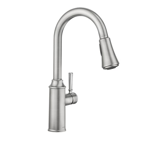 Moen 87801SRS Conneaut One Handle Pulldown Kitchen Sink Faucet with Reflex Docking and Power Clean, Spot Resist Stainless