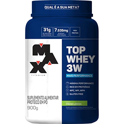 Whey Protein em Pó Max Titanium Top Whey 3W, Limão Fresco, 900g | Mais Performance
