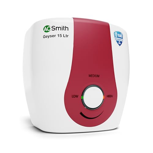 AO Smith Geyser 15 Ltr with 3KW Element with 5 Star BEE Rating | 33% Faster Heating | Blue Diamond Glass-Lined Tank for 2X Corrosion Resistance | 7 Yr