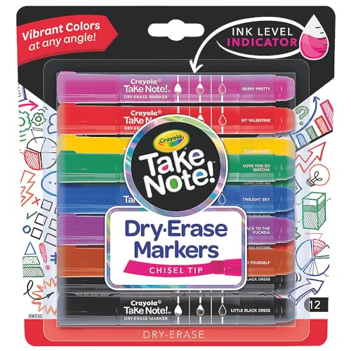 Fun Express Take Note Vibrant 12Ct Dry Erase Markers - 12 Pieces - Educational And Learning Activities For Kids