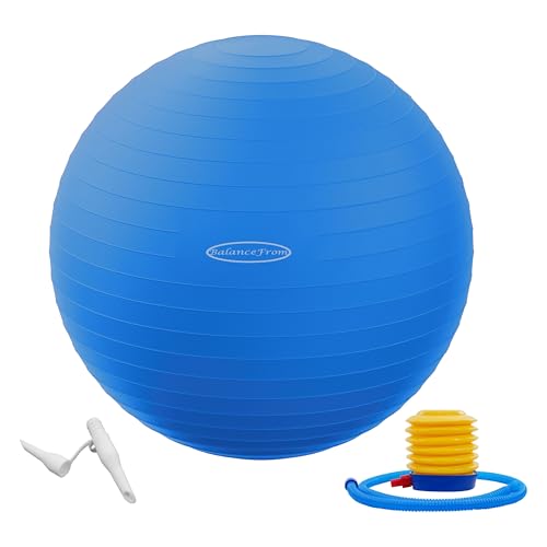 Fitvids Anti-Burst Slip Resistant Exercise Ball - 2,000-Pound Capacity, Blue, 22-inch, M